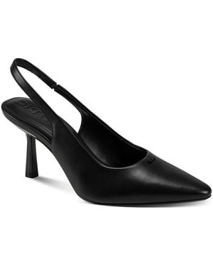 DKNY Natalyn Slingback Pointed Toe Faux Leather Pumps - Black