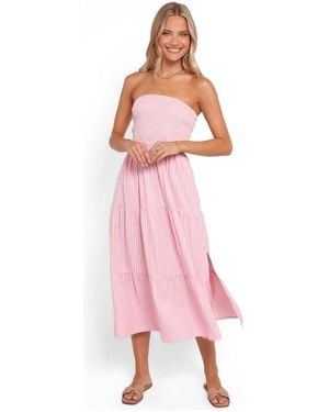 Petal & Pup Maisie Strapless A-line Midi Dress - Pink