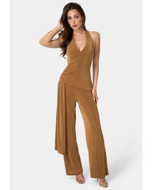 Bebe Slinky Drop Waist Halter Jumpsuit - White