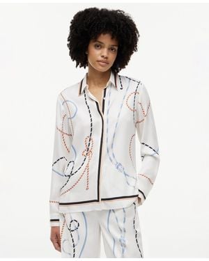 Tommy Hilfiger Printed Collared Button-front Shirt - White