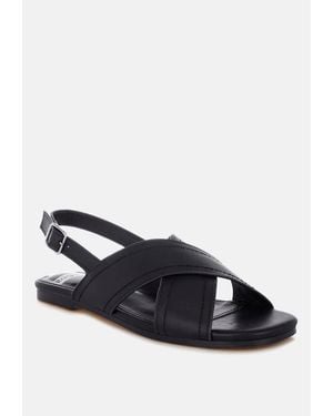 Rag & Co Jamon Classic Cross-strap Buckled Flats - Blue