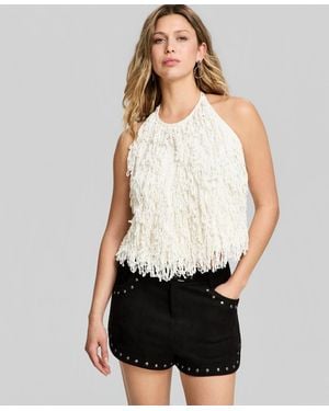 And Now This Fringe Sweater Tank Top - White