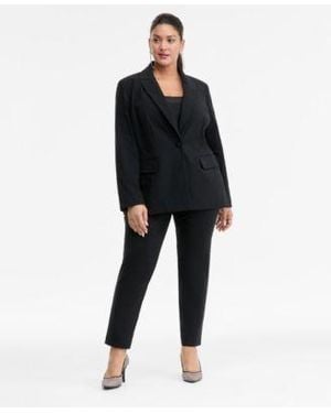 INC International Concepts Plus Size Rhinestone Peak Lapel Blazer Skinny Pants Macys Exclusive - Black