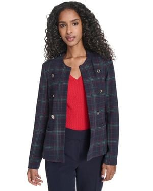 Tommy Hilfiger Windowpane Open Front Band Jacket - Multicolor