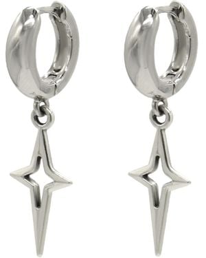 Velvet Luna huggie Earrings With Sparkle Charm 1.3′′ - White
