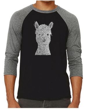 LA Pop Art Alpaca Raglan Word Art T-shirt - Black