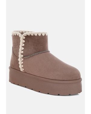 LONDON RAG Rochas Scalloped Detail Snow Boots - Brown