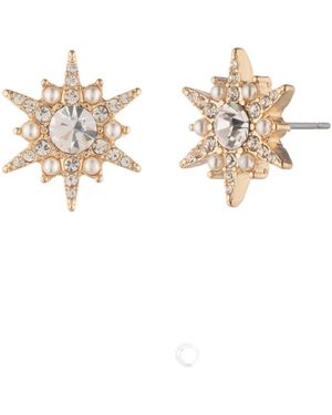 Marchesa Glass Stone And Imitation Pearl Star Stud Earrings - White