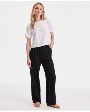 On 34th High-rise Polished Crepe Pleated Wide-leg Pants - Multicolor