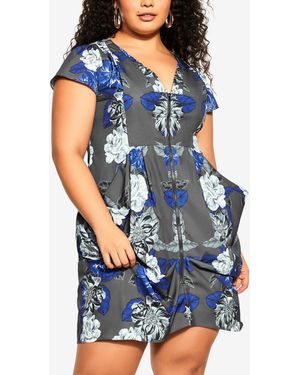 City Chic Epic Floral Tunic - Blue