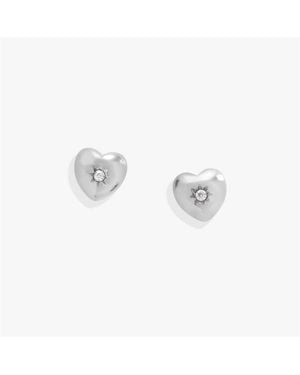 ALEX AND ANI Puffy Heart Mini Studs - White
