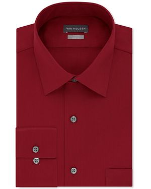Van Heusen Fitted Stretch Wrinkle Free Sateen Solid Dress Shirt - Red