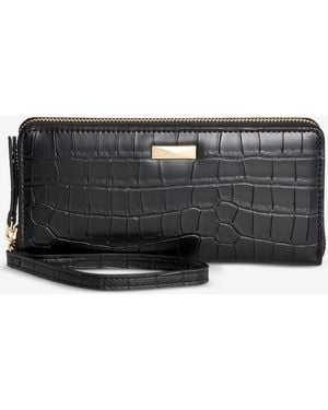 INC International Concepts Hazell Croco-embossed Zip Around Wallet - Black