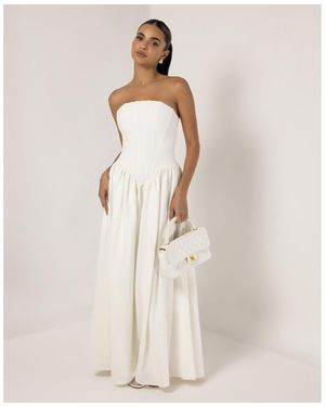 HEIRESS BEVERLY HILLS Strapless Corset Crepe Flare Maxi Dress - Natural