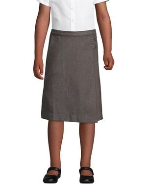 Lands' End Big Girls School Uniform Slim Solid A-line Skirt Below The Knee - Gray