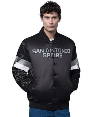 Starter San Antonio Spurs Triple Option Varsity Full-snap Satin Jacket - Black
