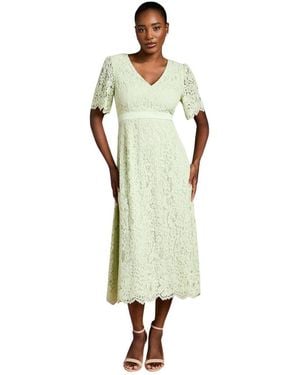 Coast Scallop Hem V-neck Lace Midi Dress - Green
