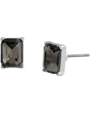 Steve Madden Faux-stone Punk Romance Grunge Square Stud Earrings - Black