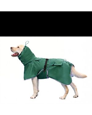 Aronkl Adjustable Hooded Raincoat For Medium Large Dogs - Green