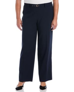Rafaella Plus Size Wide-leg Pull-on Mid-rise Pants - Blue
