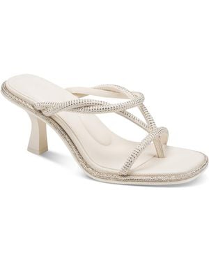 DKNY Rabun Stones Kitten Heel Strappy Square-toe Sandals - White