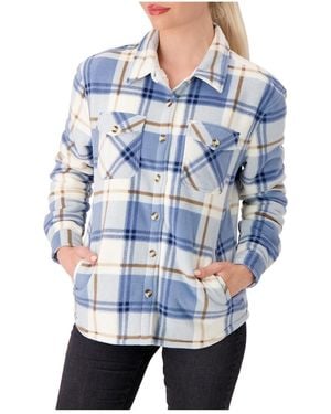 Heat Holders Jacqueline Long Sleeve Plaid Shirt Jacket - Blue