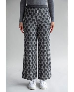 SSKEIN Zoe Checkered Knit Pants - Gray