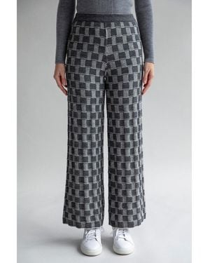 SSKEIN Zoe Checkered Knit Pants - Gray