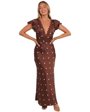 Petal & Pup Polka Dot Arella Maxi Dress - Brown