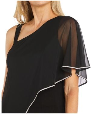R & M Richards Asymmetric Rhinestone-trim Draped Jumpsuit - Black