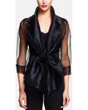 Adrianna Papell Organza Wrap Jacket - Black