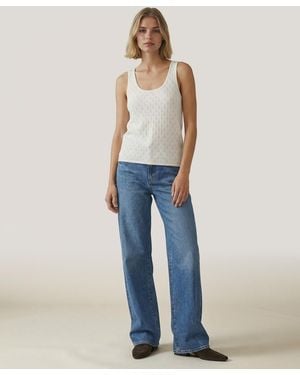 NAADAM Sleeveless Pointelle Scoop Neck Sweater Tank Top - Natural