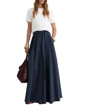 Reiss Cotton-blend Pleated Maxi Skirt - Blue