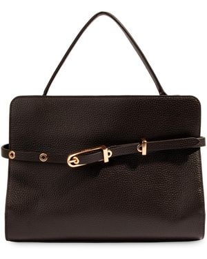 Sam Edelman Structured Florence Medium Leather Satchel Handbag - Black