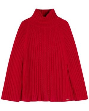 Ralph Lauren Knit Cable Cape - Red