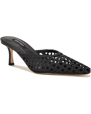 Nine West Camenlaw Woven Kitten Heel Mules Pumps - Black