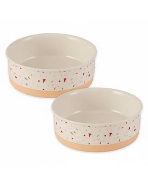 Aronkl Ceramic Pet Bowls Set Of 2 Non-slip Dishwasher Safe For Cats Dogs - White