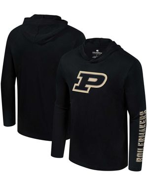Colosseum Athletics Purdue Boilermakers Color Pop Active Blend 2-hit Long Sleeve Hooded T-shirt - Blue