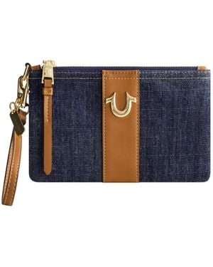 TRUE RELIGION Horseshoe Denim Wristlet Pouch - Blue