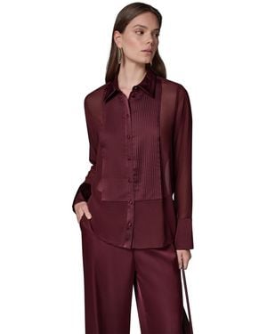 Donna Karan Long-sleeve Sheer Blouse - Red