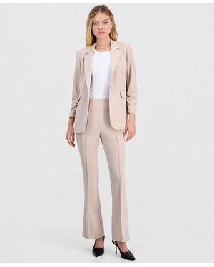 BarIII Crepe High-rise Flared-leg Pants - Natural