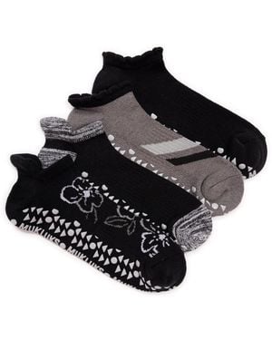 Muk Luks Studio Socks 4 Pair Pack Low Cut Ankle Cotton Socks - Black