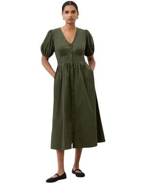 Finery London Arlow Short Sleeve Corduroy Midi Dress - Green
