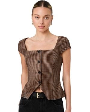 French Connection Diana Square Neck Gingham Print Top - Multicolor