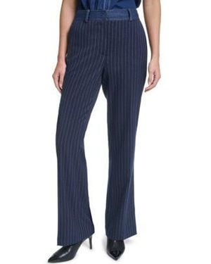KARL LAGERFELD Striped Straight Leg Denim Waistband Pants - Blue
