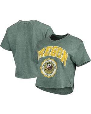 Pressbox Oregon Ducks Edith Vintage-inspired Burnout Crop T-shirt - Green