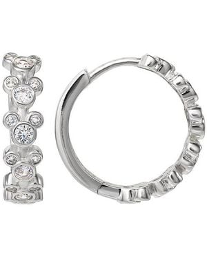 Disney Mickey Mouse Silver Plated Cubic Zirconia Endless Hoop Earrings - Black