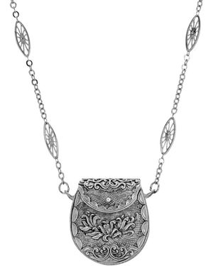 2028 Filigree Purse Pouch Necklace - Gray