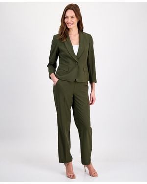 Le Suit One-button 3/4-sleeve 2 Piece Pantsuit - Green