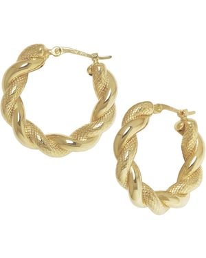 Macy's Sculptured Twisted Polished And Textured Hoop Earrings - Metallic